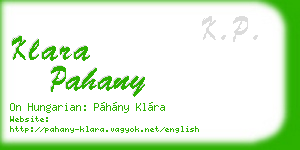 klara pahany business card