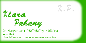 klara pahany business card